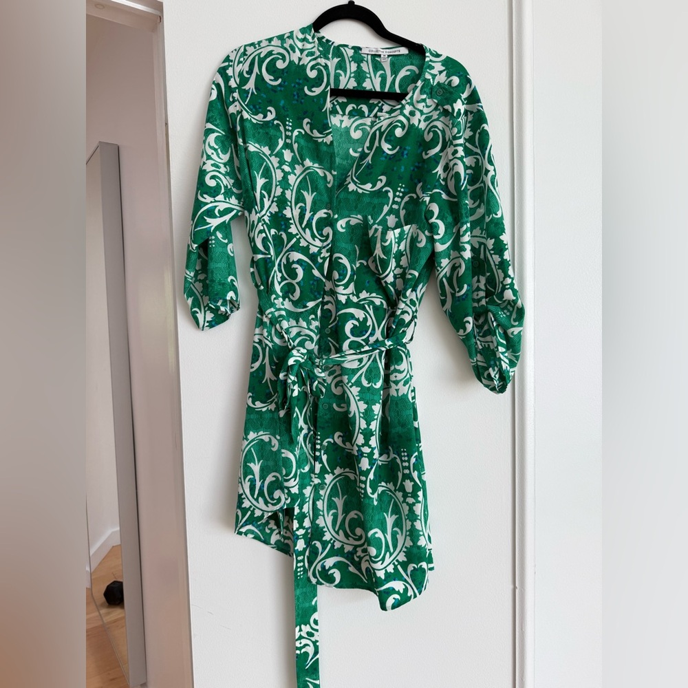Collective Concepts Emerald and Ivory Mini Dress